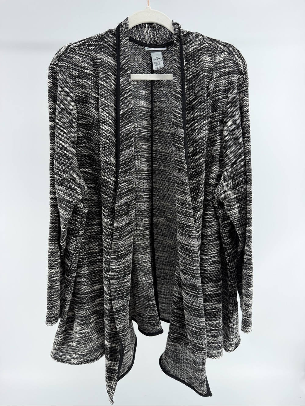 Catherines Black & White Marled Knit Open-Front Cardigan Sweater, Women's 2X